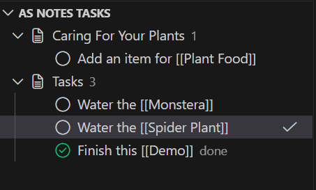 AS Notes Task Panel