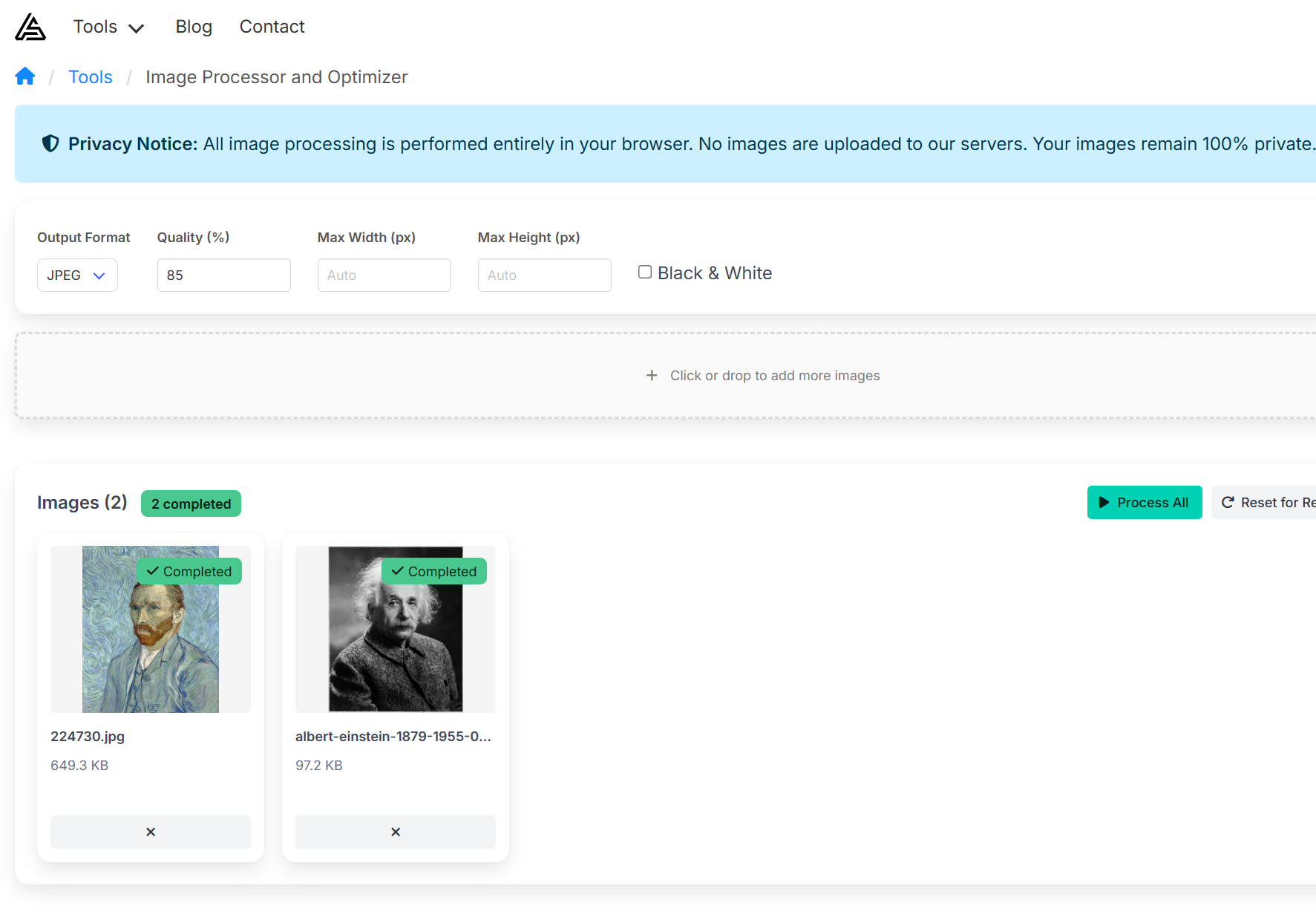 Image Processor and Optimizer Tool