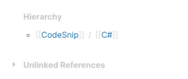 Code snippet hierarchy in logseq