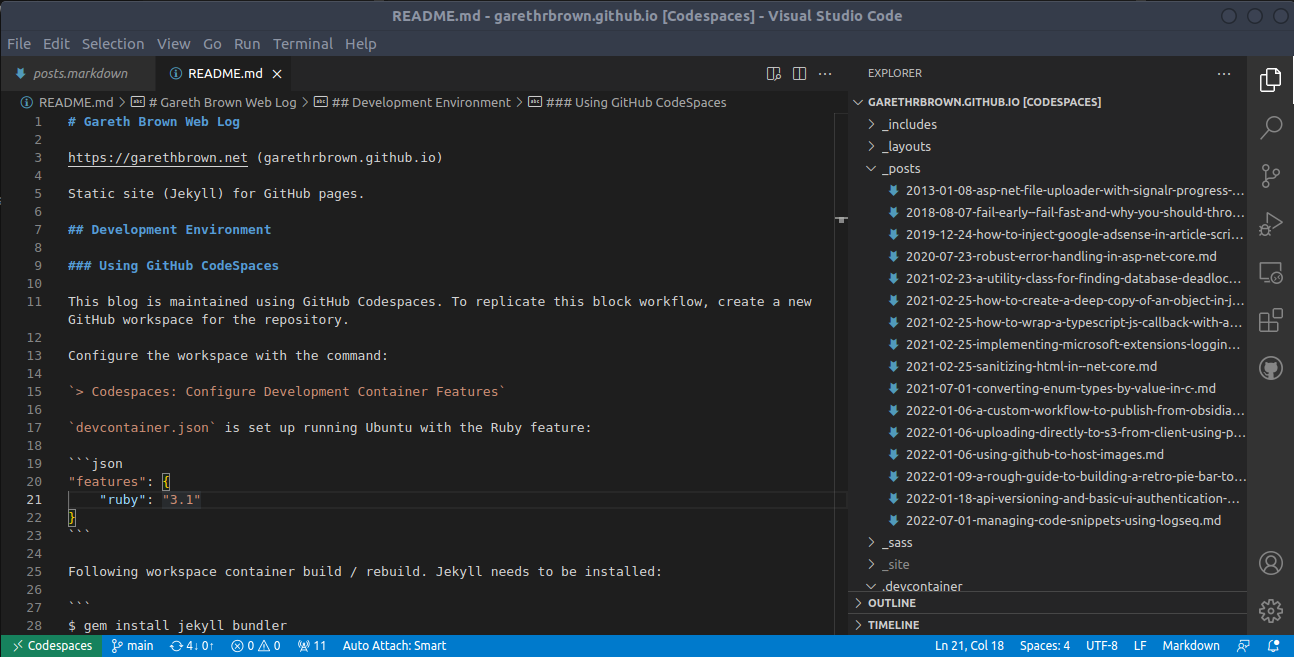 Jekyll Blog in GitHub Codespaces